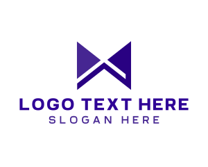Blue Modern X Ribbon logo design