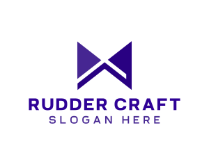 Blue Modern X Ribbon logo design