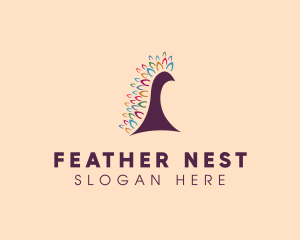 Peacock Avian Feather logo design