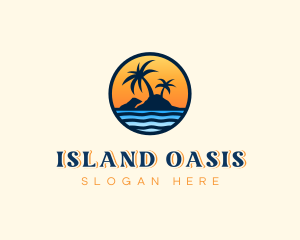 Beach Island Sunset  logo design