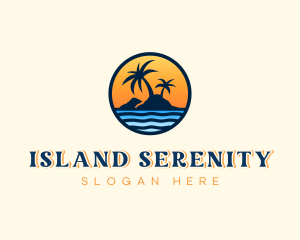 Beach Island Sunset  logo design