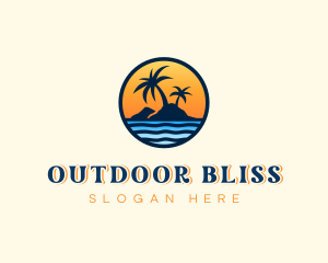 Beach Island Sunset  logo design