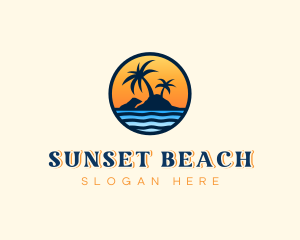 Beach Island Sunset  logo design