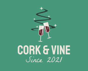 Christmas Tree Wine  logo design