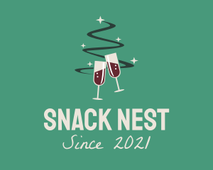 Christmas Tree Wine  logo design