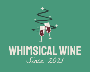 Christmas Tree Wine  logo design