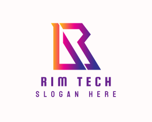 Geometric Tech Letter R logo design