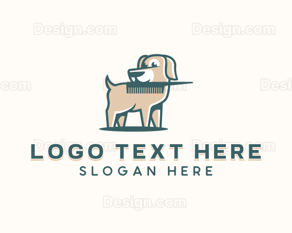 Dog Comb Grooming Logo