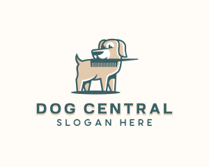 Dog Comb Grooming logo design