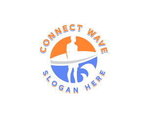 Surfer Wave Beach logo design