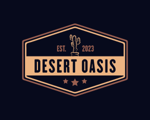 Cactus Desert Hexagon logo design