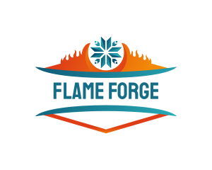 Fire Ice Snowflake Flame logo design