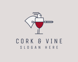 Wine Knight Warrior  logo design