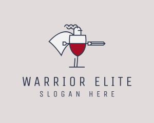 Wine Knight Warrior  logo design