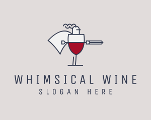 Wine Knight Warrior  logo design