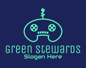 Green Alien Gamepad  logo design