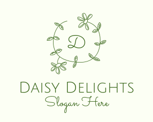 Daisy Flower Plant Wreath logo