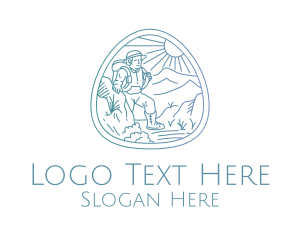 Happy Hiker Backpacker logo design