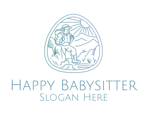 Happy Hiker Backpacker logo design