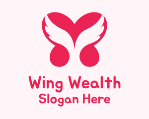 Red Heart Wings logo design