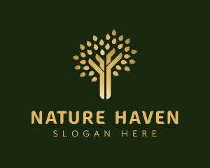 Gold Tree Nature logo design