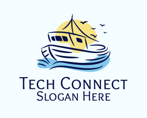 Sailing Fishing Boat Logo