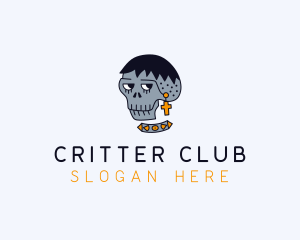 Skull Hipster Fashion logo design