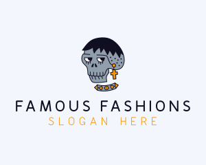 Skull Hipster Fashion logo design