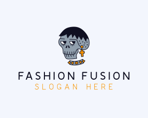 Skull Hipster Fashion logo design