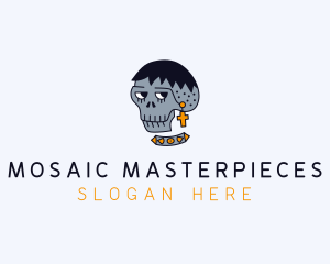 Skull Hipster Fashion logo design