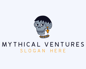 Skull Hipster Fashion logo design