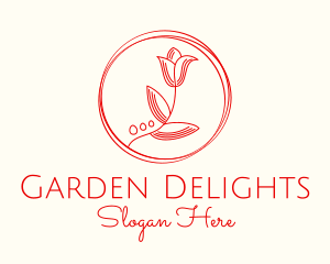 Minimalist Tulip Badge logo design