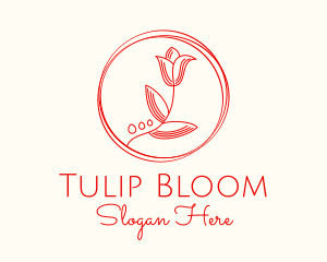 Minimalist Tulip Badge logo design