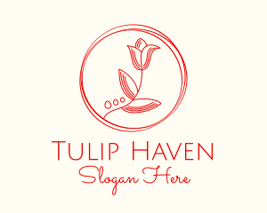 Minimalist Tulip Badge logo design