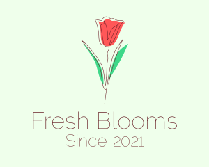 Rosebud Flower Emblem logo design