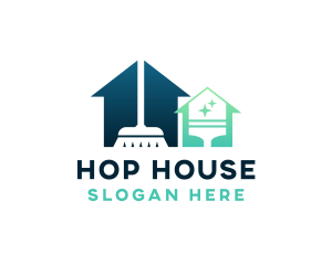 House Broom Squeegee Cleaning  logo design