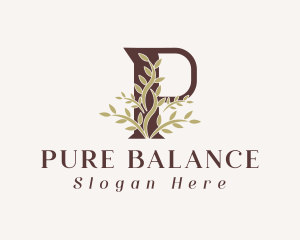 Leaf Skincare Letter P logo design