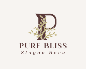 Leaf Skincare Letter P logo design