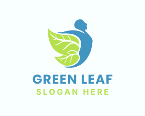 Leaf Man Flying Wings logo design