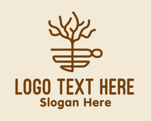 Minimalist - Tree Cafe Monoline logo design