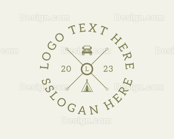 Retro Hipster Camping Travel Logo