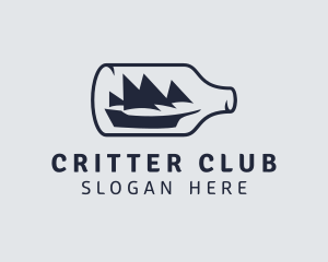 Nautical Bottle Ship logo design