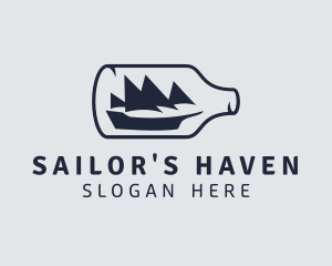 Nautical Bottle Ship logo design