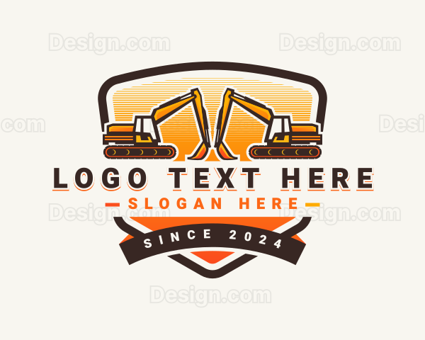 Excavator Mining Construction Logo