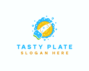 Plate Sponge Dishwashing logo design