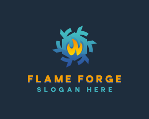 Flame Snowflake HVAC logo design