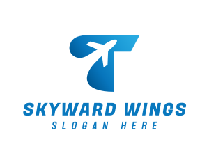 Airplane Flight Letter T logo