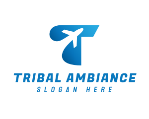 Airplane Flight Letter T logo design