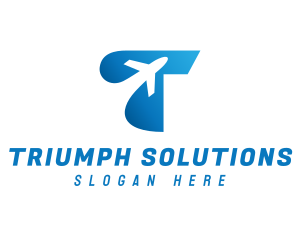 Airplane Flight Letter T logo design