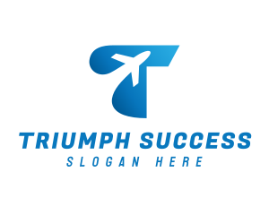 Airplane Flight Letter T logo design